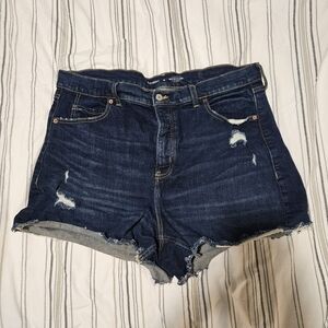 Old Navy Dark Blue Distressed Jean Shorts